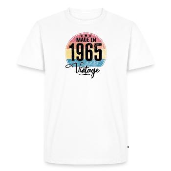 Millésime Fabriqué en 1965 Année de naissance 1965 Anniversaire - T-shirt Premium bio Homme - blanc - Devant - Nico (187cm)