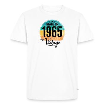Millésime Fabriqué en 1965 Année de naissance 1965 Anniversaire - T-shirt Premium bio Homme - blanc - Devant - Nico (187cm)