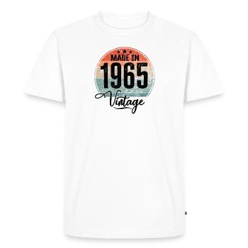 Millésime Fabriqué en 1965 Année de naissance 1965 Anniversaire - T-shirt Premium bio Homme - blanc - Devant - Nico (187cm)