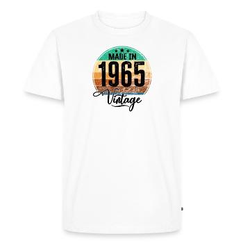 Millésime Fabriqué en 1965 Année de naissance 1965 Anniversaire - T-shirt Premium bio Homme - blanc - Devant - Nico (187cm)