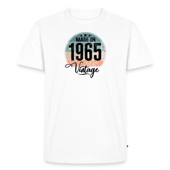 Millésime Fabriqué en 1965 Année de naissance 1965 Anniversaire - T-shirt Premium bio Homme - blanc - Devant - Nico (187cm)