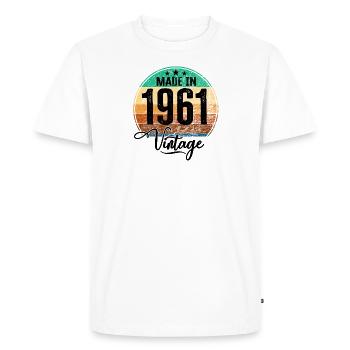 Millésime fabriqué en 1961 Année de naissance 1961 Anniversaire - T-shirt Premium bio Homme - blanc - Devant - Nico (187cm)