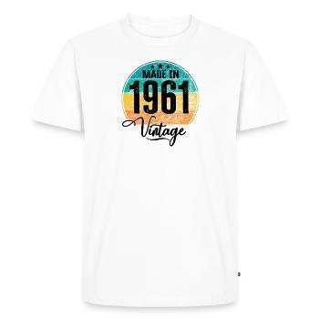 Millésime fabriqué en 1961 Année de naissance 1961 Anniversaire - T-shirt Premium bio Homme - blanc - Devant - Nico (187cm)