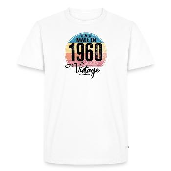 Millésime Fabriqué en 1960 Année de naissance 1960 Anniversaire - T-shirt Premium bio Homme - blanc - Devant - Nico (187cm)