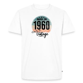 Millésime Fabriqué en 1960 Année de naissance 1960 Anniversaire - T-shirt Premium bio Homme - blanc - Devant - Nico (187cm)