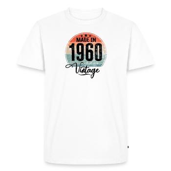 Millésime Fabriqué en 1960 Année de naissance 1960 Anniversaire - T-shirt Premium bio Homme - blanc - Devant - Nico (187cm)