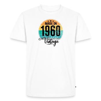 Millésime Fabriqué en 1960 Année de naissance 1960 Anniversaire - T-shirt Premium bio Homme - blanc - Devant - Nico (187cm)