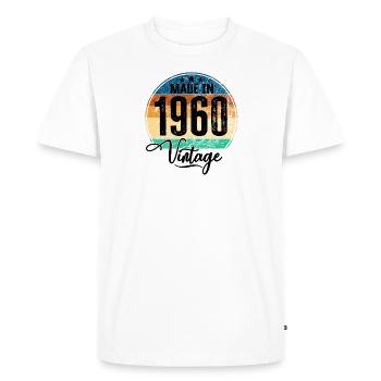 Millésime Fabriqué en 1960 Année de naissance 1960 Anniversaire - T-shirt Premium bio Homme - blanc - Devant - Nico (187cm)