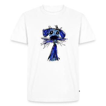 illustration, blue, hand-drawn, scrubby, dog - Men's Premium Organic T-Shirt - white - Front - Nico (187cm)