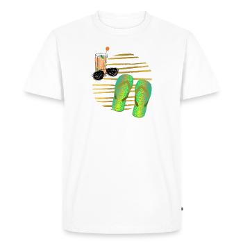 Été, plage et soleil. - T-shirt Premium bio Homme - blanc - Devant - Nico (187cm)