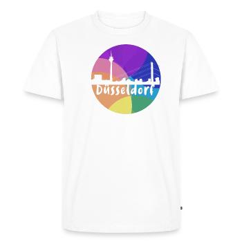 düsseldorf,skyline,cercle,coloré,arc-en-ciel - T-shirt Premium bio Homme - blanc - Devant - Nico (187cm)