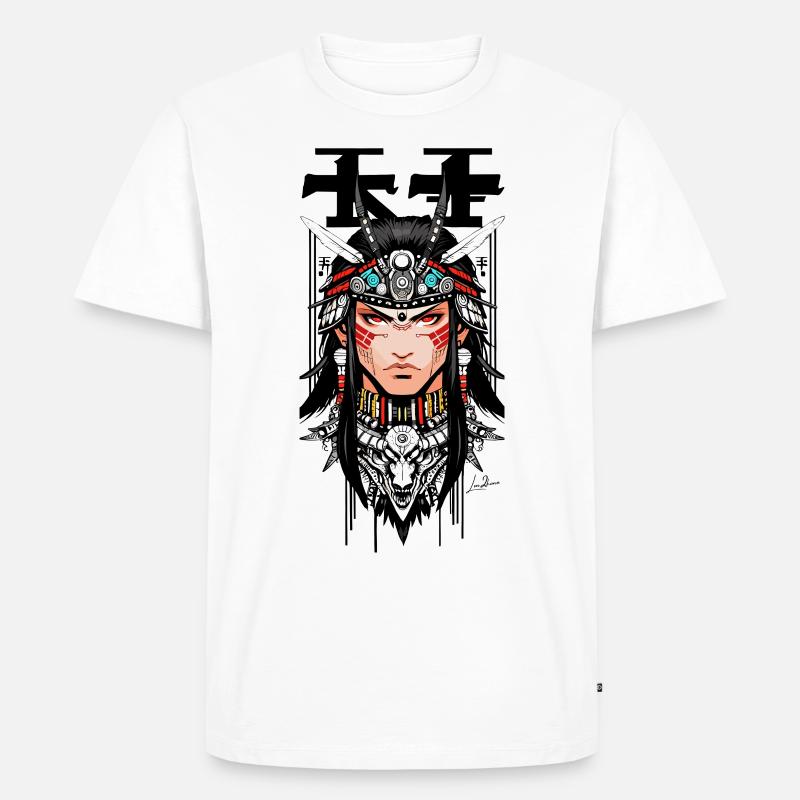 Indischer Samurai Japaner Mann - Männer Premium Bio T-Shirt - Weiß