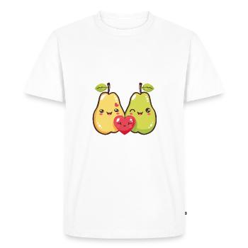 Poire Couple Amour Coeur Saint Valentin - T-shirt Premium bio Homme - blanc - Devant - Nico (187cm)