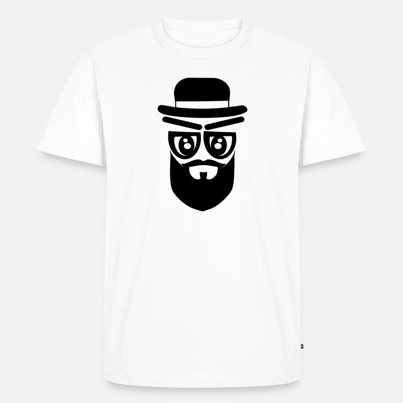 Gesicht mit Hut und Bart - Männer Premium Bio T-Shirt - Weiß