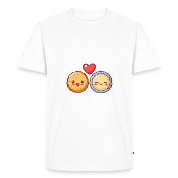 Biscuits Couple Amour Coeur Drôle - T-shirt Premium bio Homme - blanc - Devant - Nico (187cm)