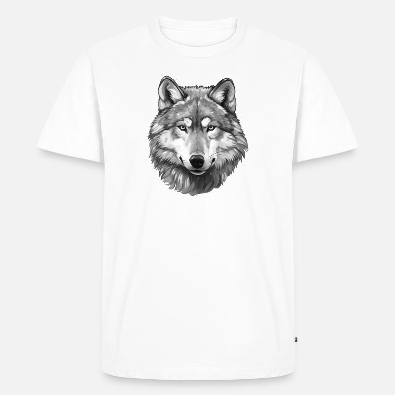 Wolf - Männer Premium Bio T-Shirt - Weiß