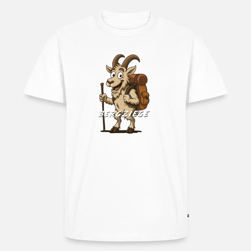 Bergziege mit Rucksack – lustiges wandershirt - Männer Premium Bio T-Shirt - Weiß