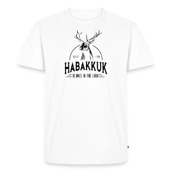 DLM ML HABAKKUK B2U - Men's Premium Organic T-Shirt - white - Front - Nico (187cm)