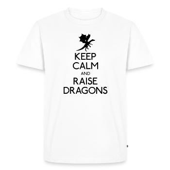 Keep calm dragons - T-shirt Premium bio Homme - blanc - Devant - Nico (187cm)