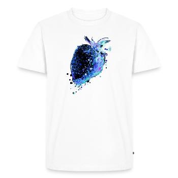 Blue strawberry, pop art, painting, turquoise, blue - Men's Premium Organic T-Shirt - white - Front - Nico (187cm)