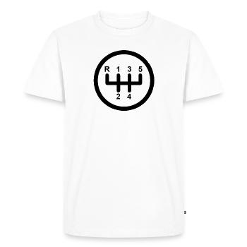 Changement de vitesse 5 vitesses - T-shirt Premium bio Homme - blanc - Devant - Nico (187cm)