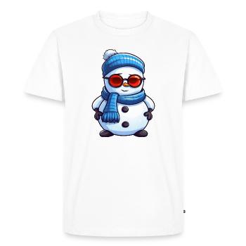 Cool Snowman with Sunglasses Winter Design - Men's Premium Organic T-Shirt - white - Front - Nico (187cm)