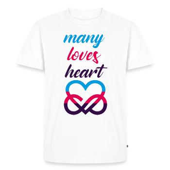 BEAUCOUP D’AMOURS COEUR Polyamour Cœur d’amour - T-shirt Premium bio Homme - blanc - Devant - Nico (187cm)