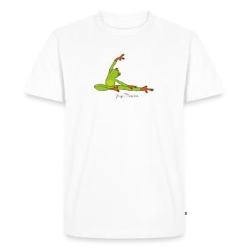 Passion pour le yoga des grenouilles - T-shirt Premium bio Homme - blanc - Devant - Nico (187cm)
