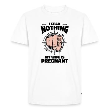 Déclaration de papa Famille Bonheur Parent enceinte - T-shirt Premium bio Homme - blanc - Devant - Nico (187cm)