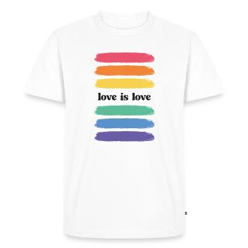 Mois de la fierté LGBT - Love is Love - T-shirt Premium bio Homme - blanc - Devant - Nico (187cm)