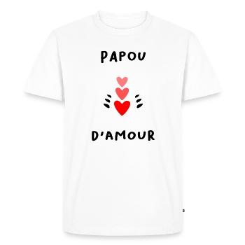 PAPOU. PAPA. FÊTE DES PÈRES. BONNE FÊTE PAPA - T-shirt Premium bio Homme - blanc - Devant - Nico (187cm)