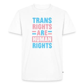 Mois de la fierté LGBTQ - Les droits des personnes trans sont des droits de la personne - T-shirt Premium bio Homme - blanc - Devant - Nico (187cm)