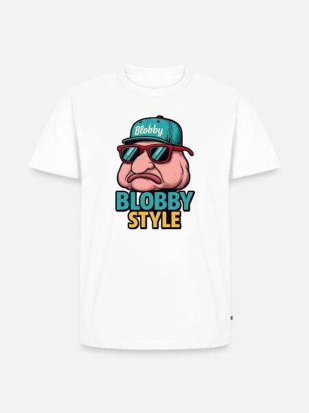 Blobby Style Cartoon Tee - Men's Premium Organic T-Shirt - white