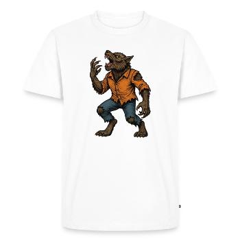 Loup-Garou effrayant - Halloween  - T-shirt Premium bio Homme - blanc - Devant - Nico (187cm)