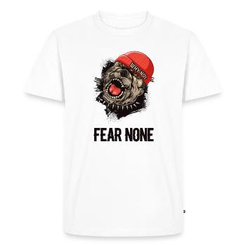 Fear None Bulldog - Men's Premium Organic T-Shirt - white - Front - Nico (187cm)