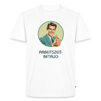 Working Time Fraud Retro Motif - Men's Premium Organic T-Shirt - white - Front - Nico (187cm)