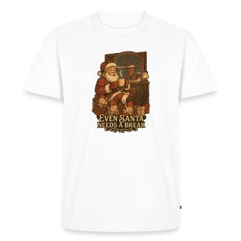 Pause Père Noël près de la cheminée - T-shirt Premium bio Homme - blanc - Devant - Nico (187cm)