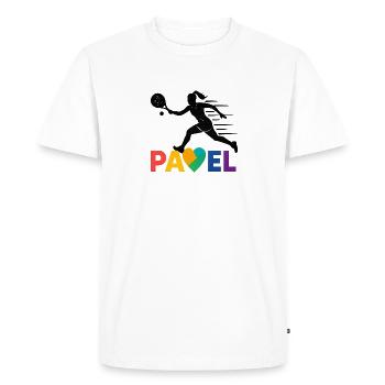 Padel Heart Rainbow Sprint - Men's Premium Organic T-Shirt - white - Front - Nico (187cm)