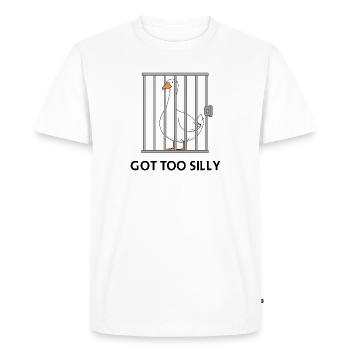 Goose – Got Too Silly - Men's Premium Organic T-Shirt - white - Front - Nico (187cm)