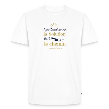 Awaken, Life awaits you - Men's Premium Organic T-Shirt - white - Front - Nico (187cm)