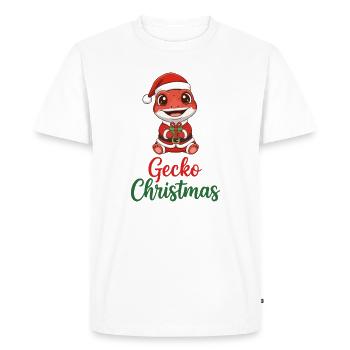 Gecko Christmas Santa Gift - Men's Premium Organic T-Shirt - white - Front - Nico (187cm)
