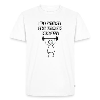Je commencerai la salle de sport lundi - T-shirt Premium bio Homme - blanc - Devant - Nico (187cm)