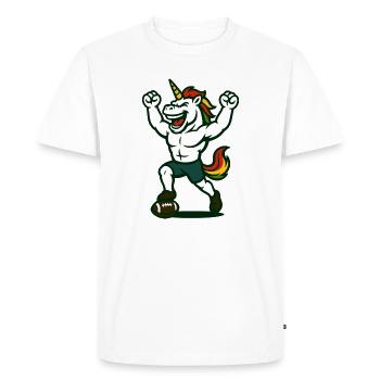 Conception du pouvoir de la mascotte de la victoire au football licorne - T-shirt Premium bio Homme - blanc - Devant - Nico (187cm)
