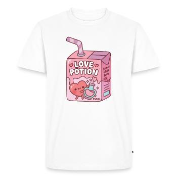 Boîte de jus de potion d’amour pour cœur mignonne drôle - T-shirt Premium bio Homme - blanc - Devant - Nico (187cm)