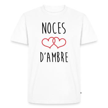 noces d'ambre 34 ans de mariage - T-shirt Premium bio Homme - blanc - Devant - Nico (187cm)