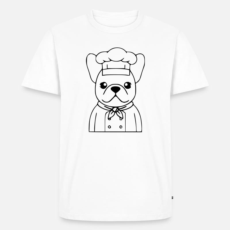 Frenchie Koch Bäcker Outline - Männer Premium Bio T-Shirt - Weiß