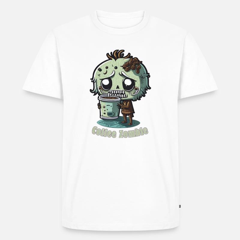 Kaffeemonster  - Koffein Zombie - Morgenmuffel - Männer Premium Bio T-Shirt - Weiß