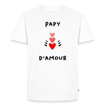 PAPY. PAPA. FÊTE DES PÈRES. BONNE FÊTE PAPY - T-shirt Premium bio Homme - blanc - Devant - Nico (187cm)