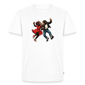 Dancing Monkeys Rockabilly style Rock’n’Roll des années 50 - T-shirt Premium bio Homme - blanc - Devant - Nico (187cm)