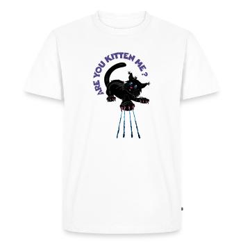 Are You Kitten Me? Playful Black Cat - Men's Premium Organic T-Shirt - white - Front - Nico (187cm)